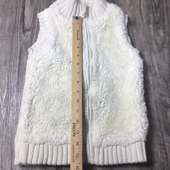 RACHEL ZOE Girls White Faux Fur/ Sweater Zip Front Vest Medium 7/8 - Picture 4 of 6